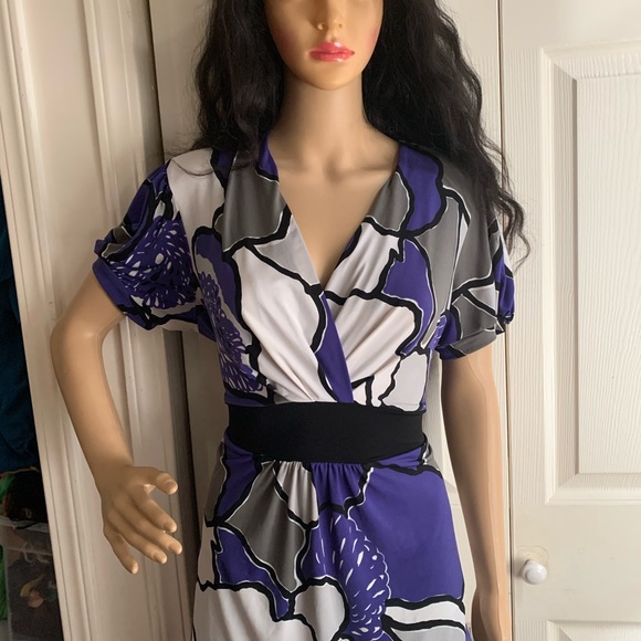 Tops - Gray and Purple Flower Shirt